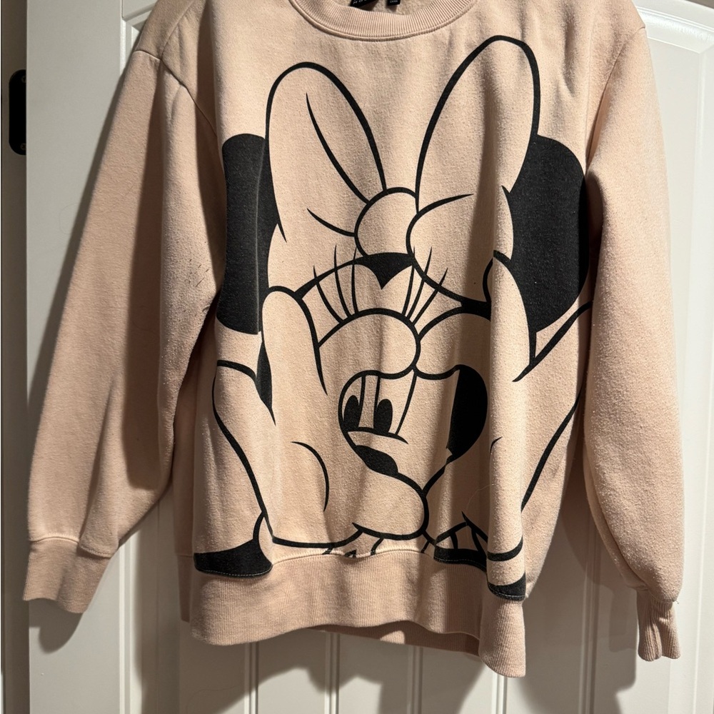 Disney Pink /  nude / tan color Minnie Mouse Crew Neck Sweater